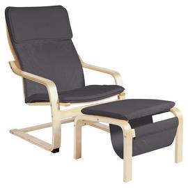 Habitat Bentwood High Back Chair & Footstool - Charcoal