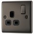 BG Single Switch Socket - Black Nickel