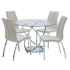 Argos Home Atom Glass Dining Table & 4 Milo Chairs