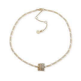 DKNY Gold Tone Pave White Baguette Pendant Necklace