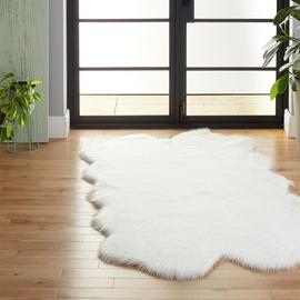 Habitat Sheepskin Faux Fur White Shaggy Rug - 110x180cm
