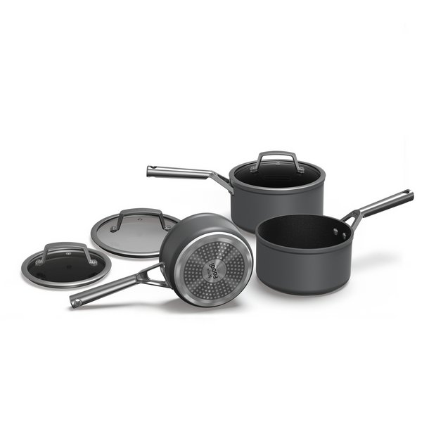 Buy Ninja Zerostick Aluminium 3 Piece Saucepan Set - Grey, Pan sets