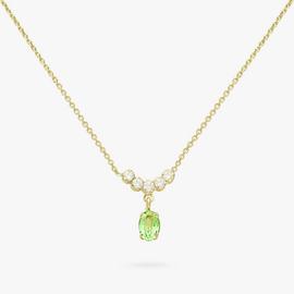 Revere 9ct Gold Plated White and Green Crystal Necklace