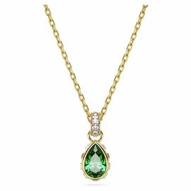 Swarovski Gold Tone Plated Green Stone Pendant Necklace