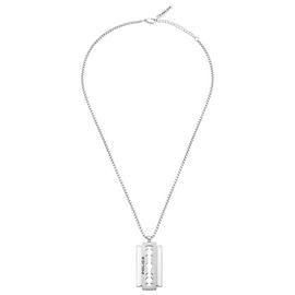 Police Stainless Steel Brushed Razorblade Pendant Necklace