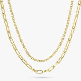 Revere 9ct Gold Plated Silver Multi Layered Chain Necklace