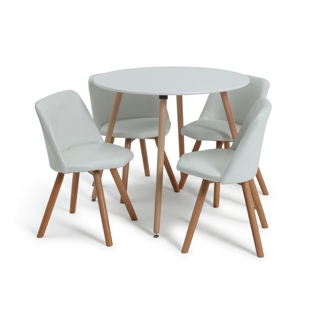 White Home Quattro Round Table & 4 Chairs 