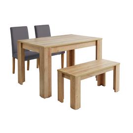 Argos Home Miami Oak Effect Dining Table, Bench & 2 Chairs
