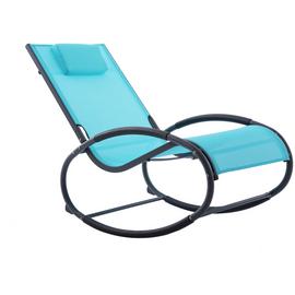 Vivere Wave Metal Rocker Chair - Ocean Blue on Matte Grey