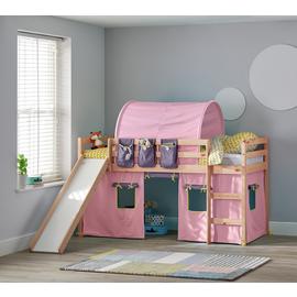 Argos Home Kaycie Pine Mid Sleeper with Slide & Rose Tent
