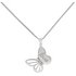 Moon & Back Silver Love Butterfly Pendant 18in Necklace