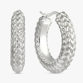 Revere Sterling Silver Wheat Texture Hoop Earrings