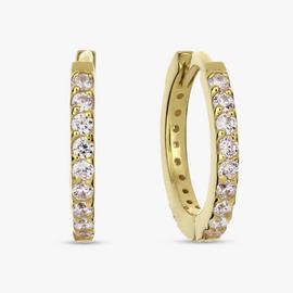 Revere Gold Plated Sterling Silver Pave Set Hoop Earrings