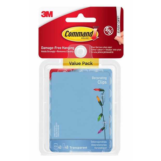 3M Command Decorating Hooks Clips Self-Adhesive Strips Wall Hanging Fairy  Lights