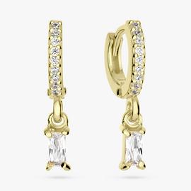 Revere Gold Plated Silver Cubic Zirconia Drop Hoop Earrings