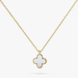 Revere Gold Plated Silver MOP Clover Pendant Necklace