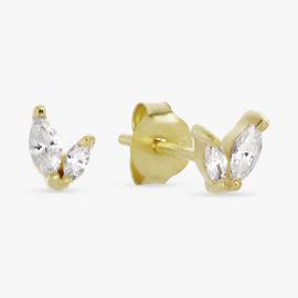 Revere Gold Plated Silver Dainty Marquise Stud Earrings