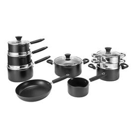 Habitat 9 Piece Aluminium Pan Set - Black