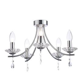 SPA 5 Light Bathroom Semi Flush Chandelier - Glass & Chrome