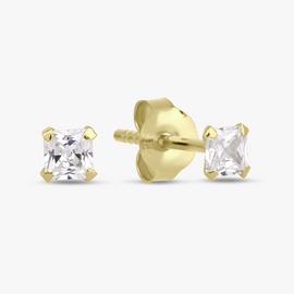 Revere Gold Plated Silver Dainty Square Stud Earrings
