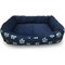Paw Print Square Navy Pet Bed - Large
