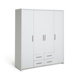 Argos Home Broadway 4 Dr 4Drw Wardrobe - White Gloss & White