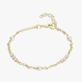 Revere 9ct Gold Plated Sterling Silver Pearls Bracelet