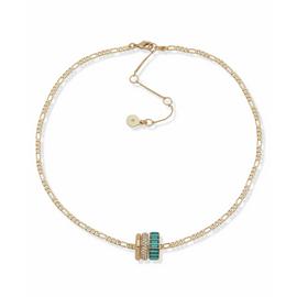 DKNY Gold Tone Pave Teal Baguette Pendant Necklace
