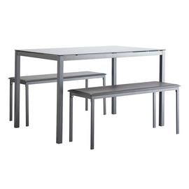 Argos Home Lido Glass Dining Table & 2 Benches