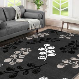 Homemaker Pod Leaf Grey Cut Pile Rug - 120x160cm