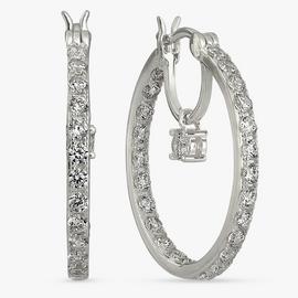 Revere Sterling Silver Cubic Zirconia Double Hoop Earrings