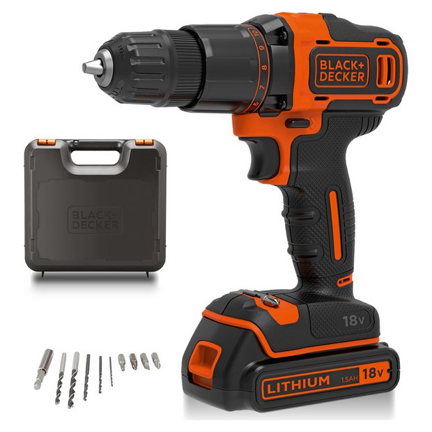 18V Cordless Hammer Drill With 2x 1.5Ah Batteries, 400mA Charger