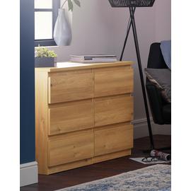 Argos Home Jenson 3+3 Drawer Chest of Drawers - Oak Effect