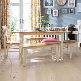 Argos Home Chicago White Dining Table,2 Bench &2 WhiteChairs