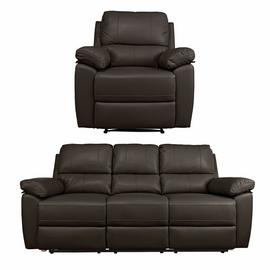 Argos Home Toby Chair & 3 Seater Recliner Sofa - Chocolate