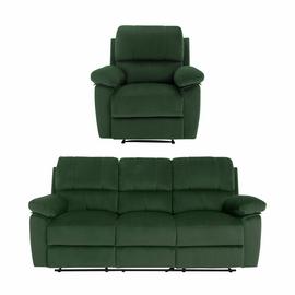 Argos Home Toby Velvet Chair & 3 Seater Recliner Sofa -Green