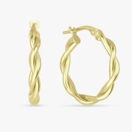 Revere 9ct Gold Plated Silver Braided Medium Hoop Earrings