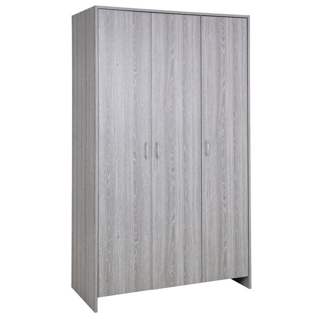 Grey 3 door deals wardrobe