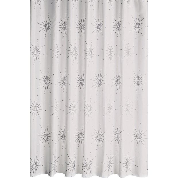 Buy HOME Starburst Shower Curtain White Shower curtains and poles