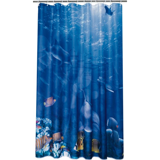Buy Argos Home Ocean Shower Curtain Blue Shower curtains and poles