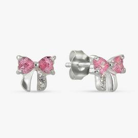 Revere Sterling Silver Pink Cubic Zirconia Bow Stud Earrings