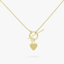 Revere 9ct Gold Plated Silver Heart & T-Bar Pendant Necklace