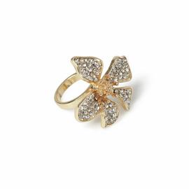 Freedom Gold Crystal Open Flower Ring