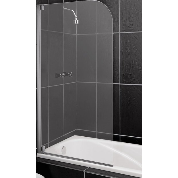 Buy HOME Half Framed Silver Single Radius Bath & Shower Screen Shower