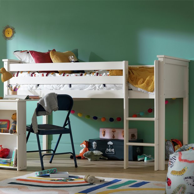 White mid sleeper with on sale desk