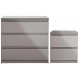 Argos Home Jenson Bedside & 3 Drawer Chest Set - Grey Gloss