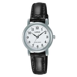 Lorus Ladies Black Leather Strap Watch