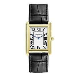 Sekonda Clement White Dial Black Leather Strap Watch