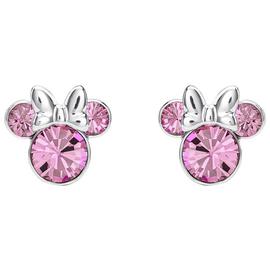 Disney Minnie Mouse Silver Plated Pink Crystal Stud Earrings