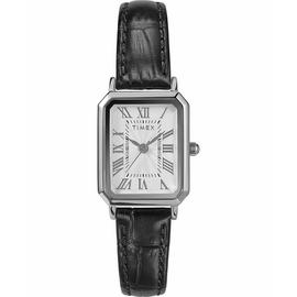 Timex Women's Dress White Dial Rectangle Black Strap Watch